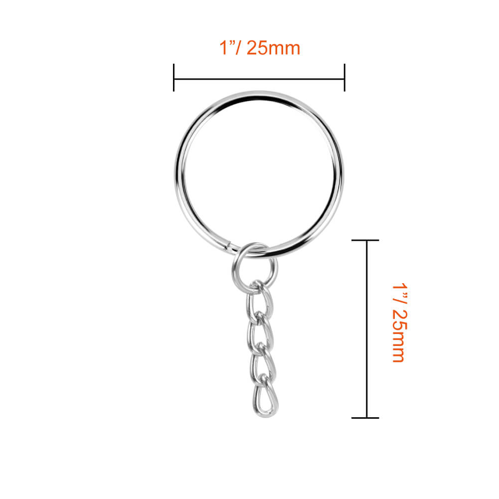 200PCS Split Key Rings Bulk for Keychain and Crafts Keychain Rings (Silver  25mm) 1 200Pack silver