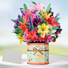 Tidponra Paper Flower Pop Up Cards, Lilies Flower Bouquet Card Popup 3D Greeting Cards for Mother's Day, Graduation, Anniversary, Birthday, Congratulations, Get Well, Home Decor, with Envelope and Note