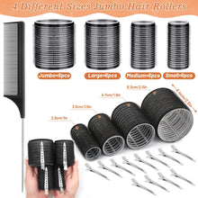 Cludoo Hair Curler Rollers for Women 24PCS Heatless Hair Roller with 12PCS Clips, 4 Sizes（Jumbo Large Medium Small）Self Grip Holding Hair Rollers for Long Medium Short Thick Fine Volume Thin Bangs Hair