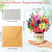 Tidponra Paper Flower Pop Up Cards, Lilies Flower Bouquet Card Popup 3D Greeting Cards for Mother's Day, Graduation, Anniversary, Birthday, Congratulations, Get Well, Home Decor, with Envelope and Note