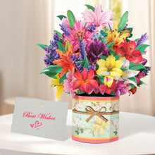 Tidponra Paper Flower Pop Up Cards, Lilies Flower Bouquet Card Popup 3D Greeting Cards for Mother's Day, Graduation, Anniversary, Birthday, Congratulations, Get Well, Home Decor, with Envelope and Note