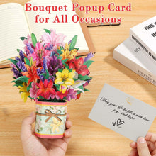 Tidponra Paper Flower Pop Up Cards, Lilies Flower Bouquet Card Popup 3D Greeting Cards for Mother's Day, Graduation, Anniversary, Birthday, Congratulations, Get Well, Home Decor, with Envelope and Note