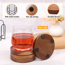 4 Pcs Acacia Coasters for Drinks Absorbent, Wood Coasters with Holder, Drink Coasters for Coffee Table, Absorbent Coaster Set for Table Protection Drink Coasters for Farmhouse, Office, Bar