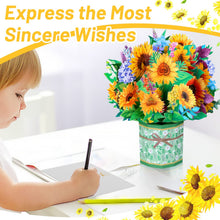 Caffox Get Well Soon Pop Up Card, 3D Paper Flowers Bouquet Greeting Card Sunflower Birthday Popup Cards Congratulations Gifts for Women Boss Best Friends Mother Parents Birthday Anniversary