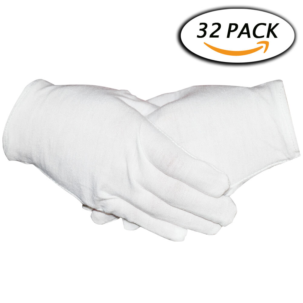 16 Pairs White Cotton Gloves 8