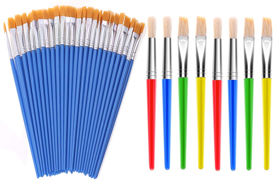 Gikasa 108Pcs Paint Brush for Kids, Large Paint Brushes with