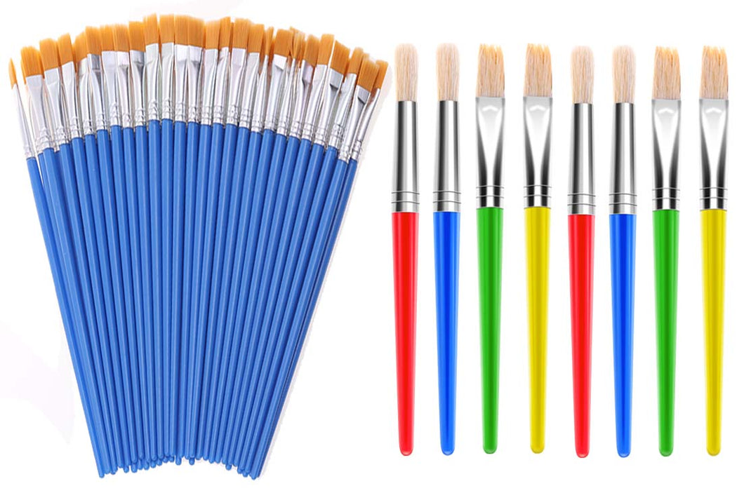 Gikasa 108Pcs Paint Brush for Kids, Large Paint Brushes with Detail Paint Brush for Painting