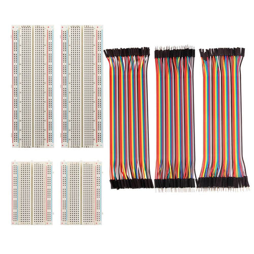 FLASOO 4 Pieces Breadboards Kit with 120 Pieces Jumper Wires for Arduino Proto Shield Circboard Prototyping