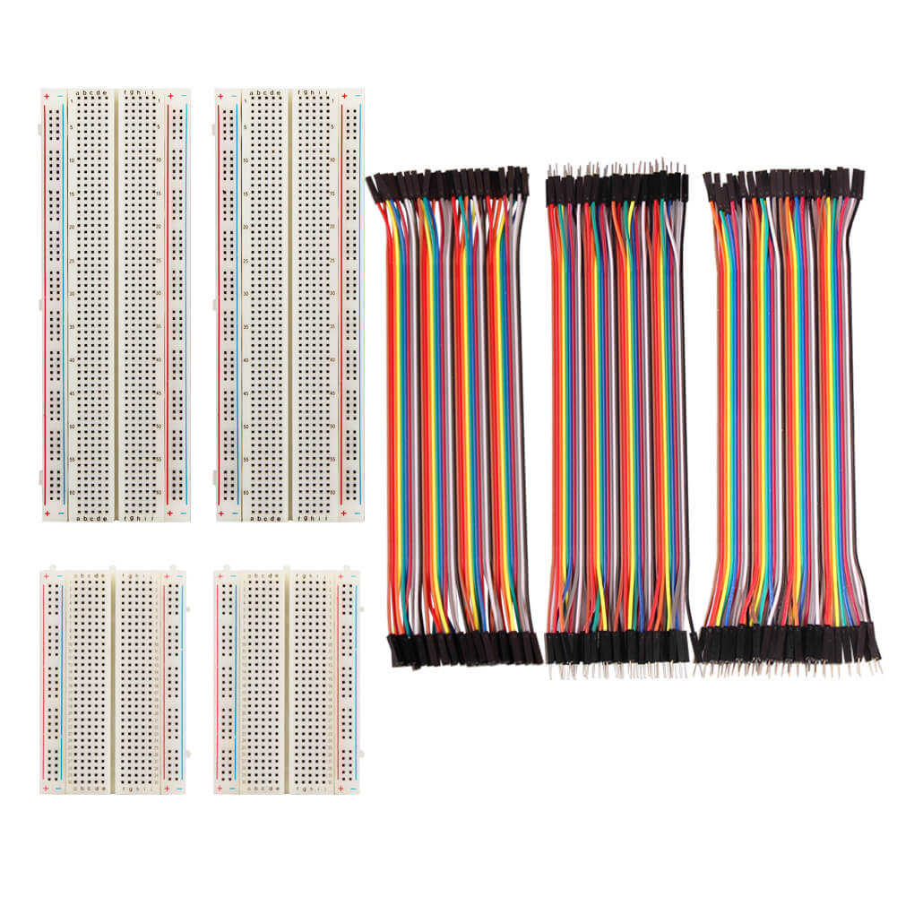 FLASOO 4 Pieces Breadboards Kit with 120 Pieces Jumper Wires for Arduino Proto Shield Circboard Prototyping