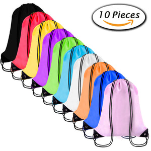 FLASOO 10 Pieces Drawstring Backpack Cinch Nap Sack Tote Bags for Picnic Gym Sport Beach Travel Storage