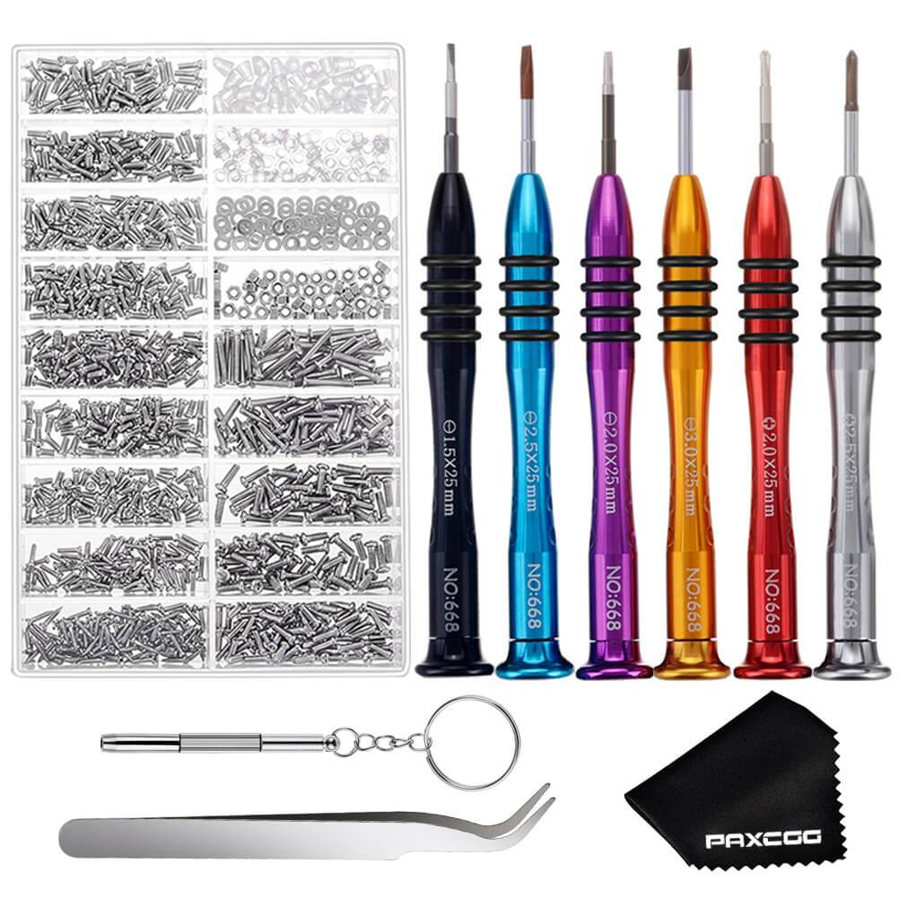 FLASOO Eyeglasses Repair Kit Including 1000Pcs Small Screws Set and 6 Pcs Precision Screwdrivers for Glasses and Sunglasses Repair