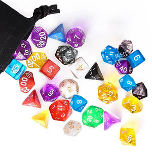 FLASOO 7 x 7 (49 Pieces) Polyhedral Dice with Pouches for Dungeons and Dragons DND RPG MTG D20 D12 D10 D8 D4