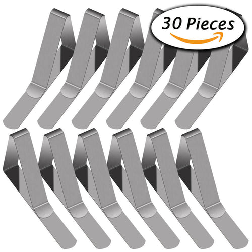 FLASOO 30 Packs Tablecloth Clips Stainless Steel Table Cover Clamps