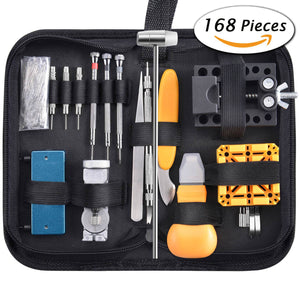 FLASOO 168 Pcs Watch Repair Tools Kit Professional Watch Opener Spring Bar Tool Watch Band Link Pin Back Remover Tool with Carrying Case