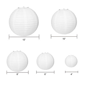 FLASOO 24 Pack White Paper Lanterns with Assorted Sizes